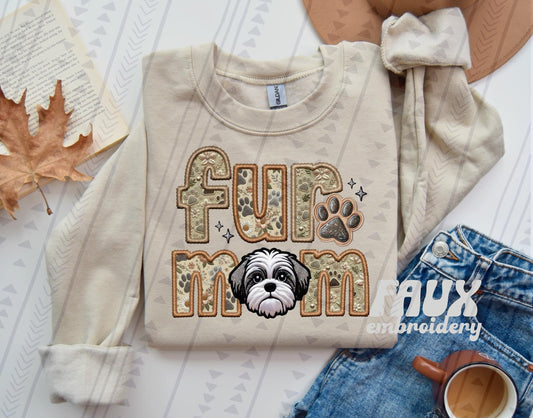 Faux Embroidery-Fur Mom