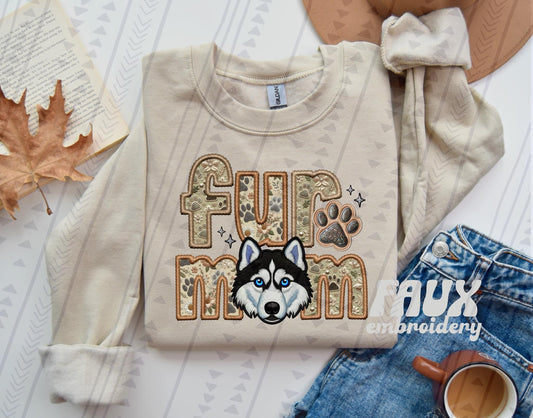 Faux Embroidery-Fur Mom