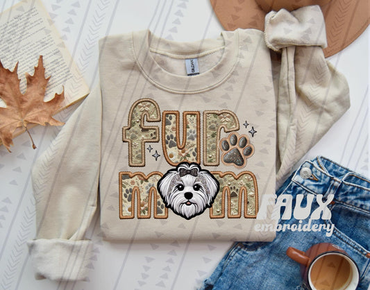 Faux Embroidery-Fur Mom