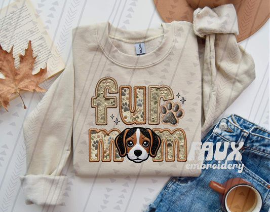 Faux Embroidery-Fur Mom