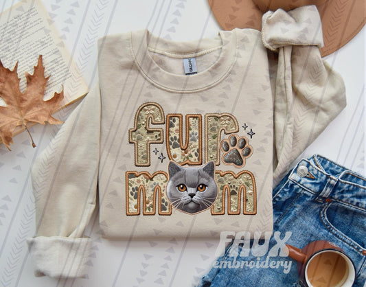 Faux Embroidery-Fur Mom