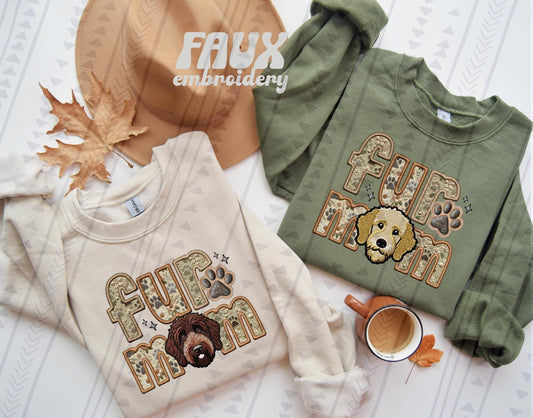 Faux Embroidery-Fur Mom