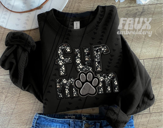 Faux Embroidery-Fur Mom