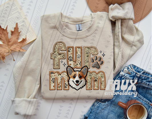 Faux Embroidery-Fur Mom