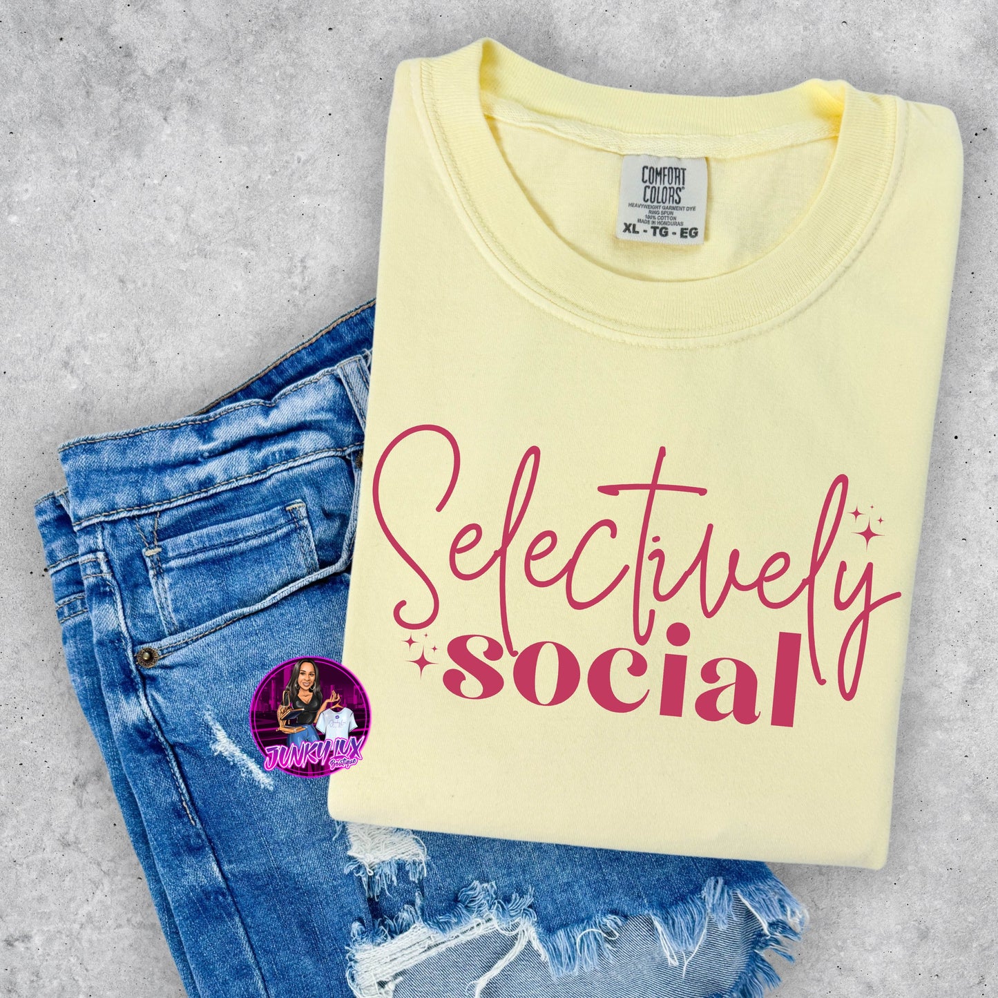 Selectively Social (pink ink)