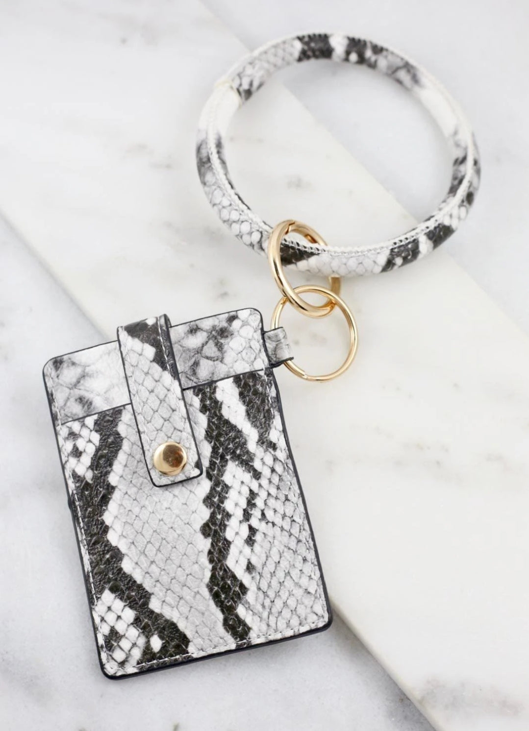 Dax Snake Print Bracelet Keychain With Card Holder