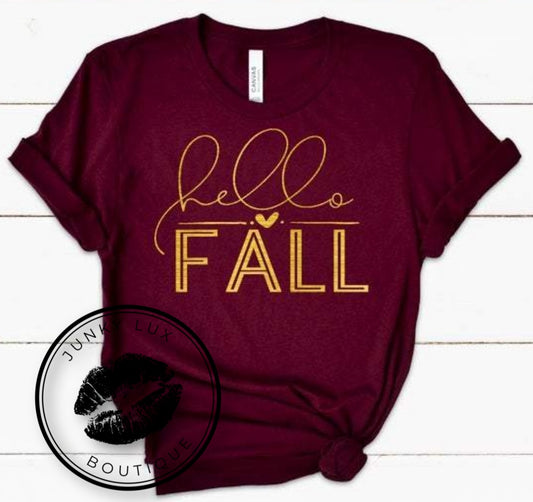 Hello Fall (gold or white ink)